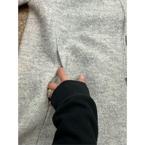 Andrew Marc size XL Gellar Trench Coat Light Gray Wool Moto Zip Edgy Knee Length - Picture 10 of 13